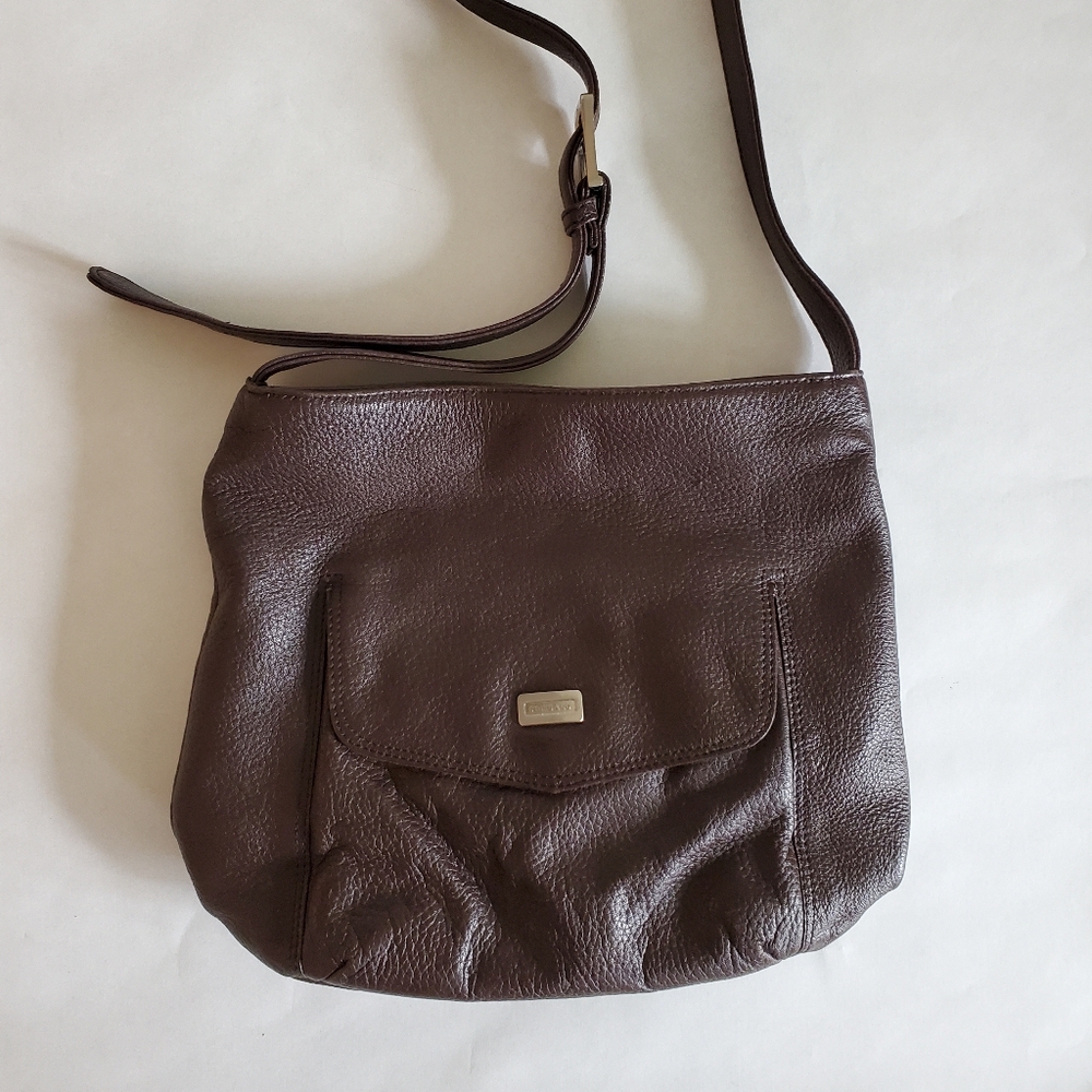 Soft Pebble Leather Dark Brown Shoulder Bag Stone & Co
